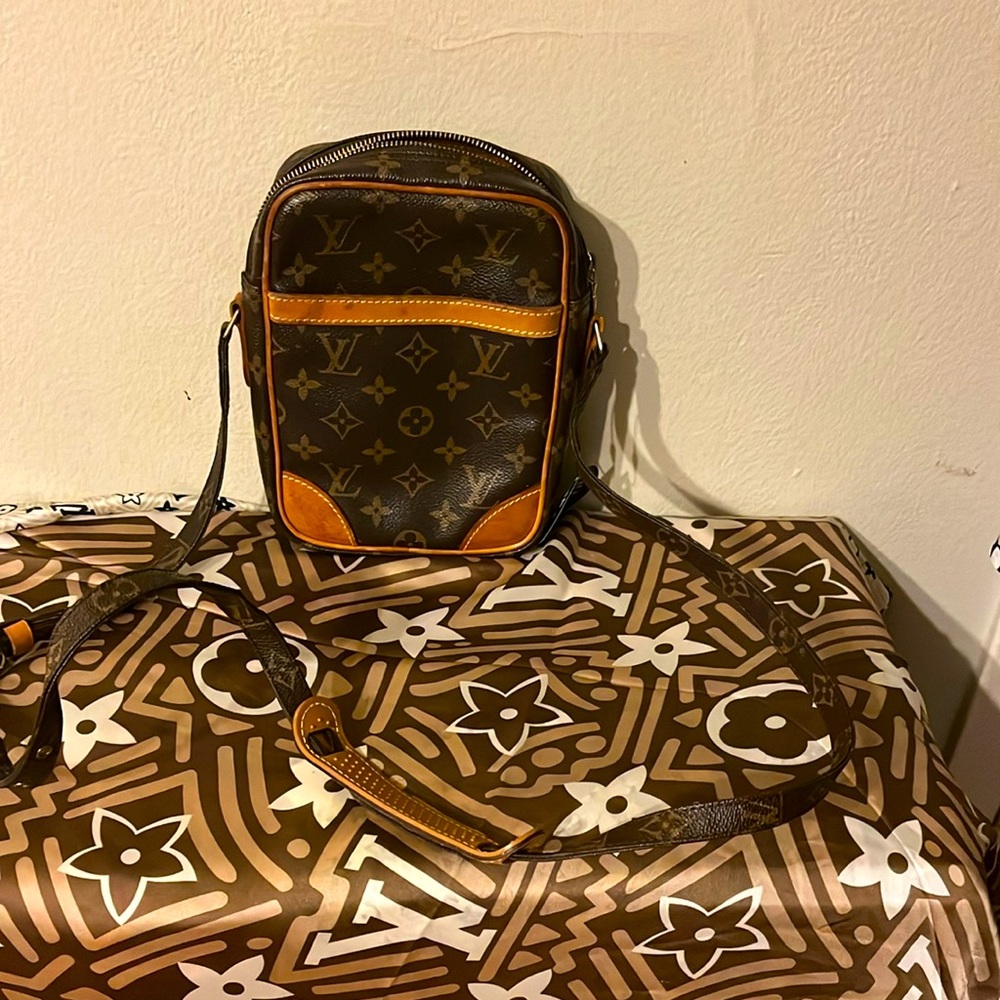 Louis Vuitton Brown Monogram Crossbody Bag with Leather Accents